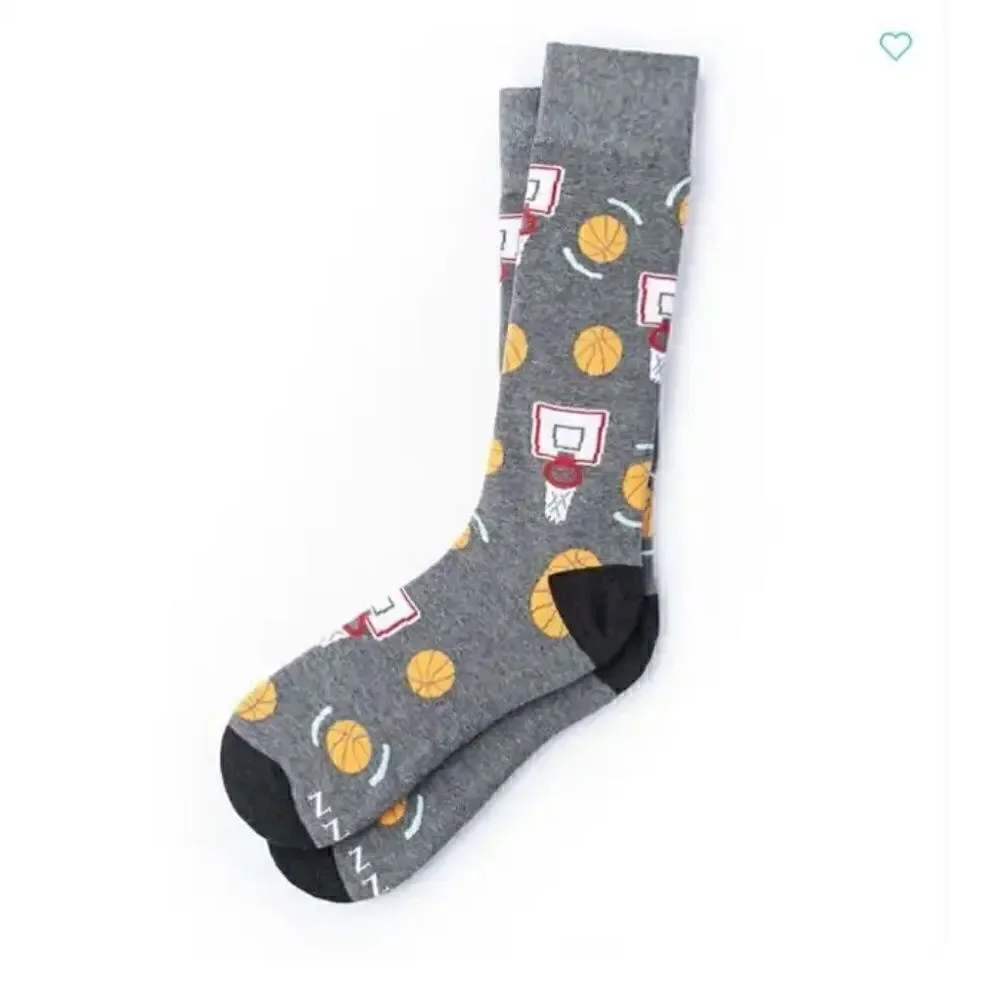 Men's Basketball Novelty Socks Nothing but Net Sports Swish Game On Gray Graphic